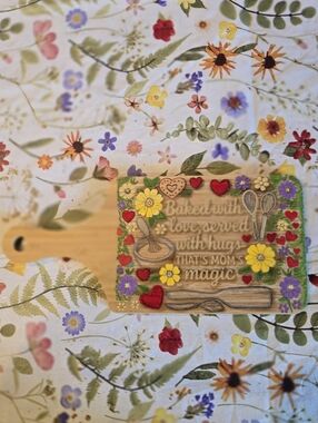 Decorative Wooden Cutting Board Sign - Floral Hearts